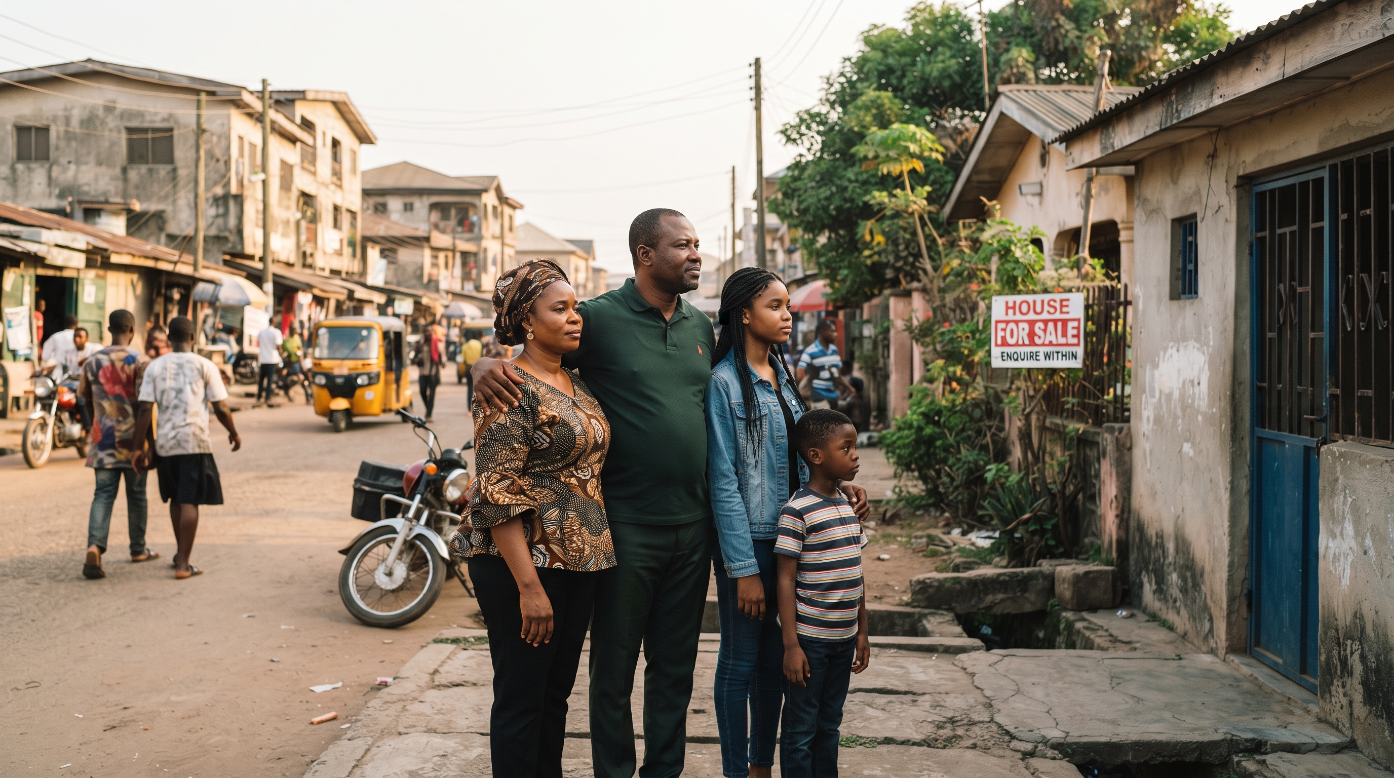 A Nigerian family looking at a home they hope to own