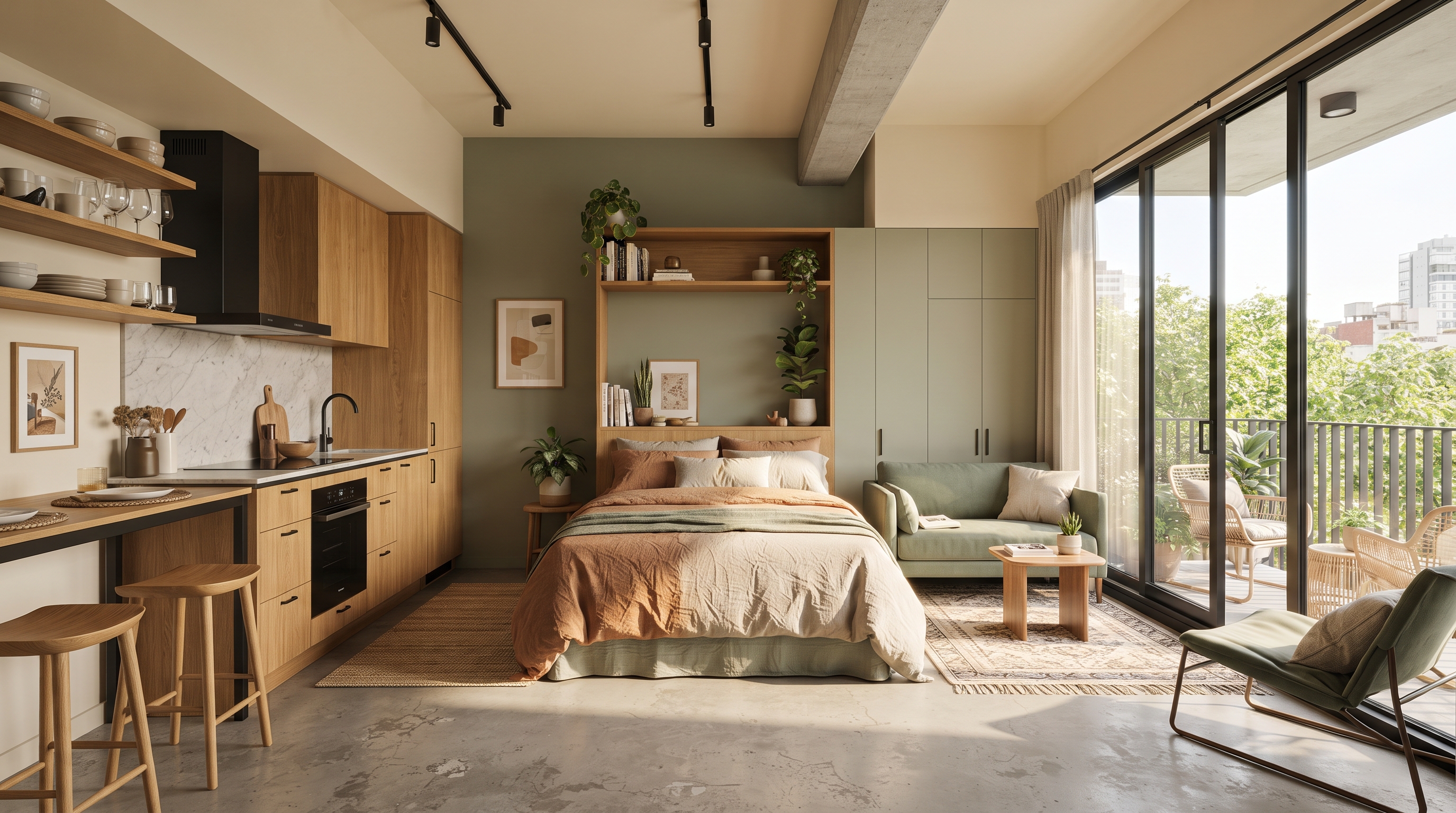 Interior view of the Haven Solo compact studio home